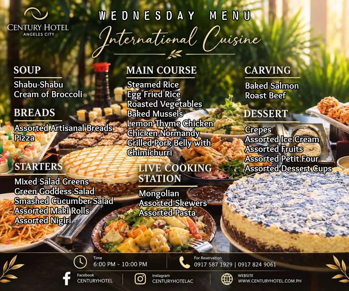 Century Hotel 앙헬레스 무제한 디너 뷔페 ₱699
