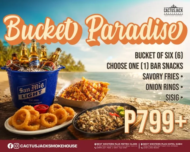 Cactus Jack Smokehouse 맥주 6병 버킷+안주 ₱799