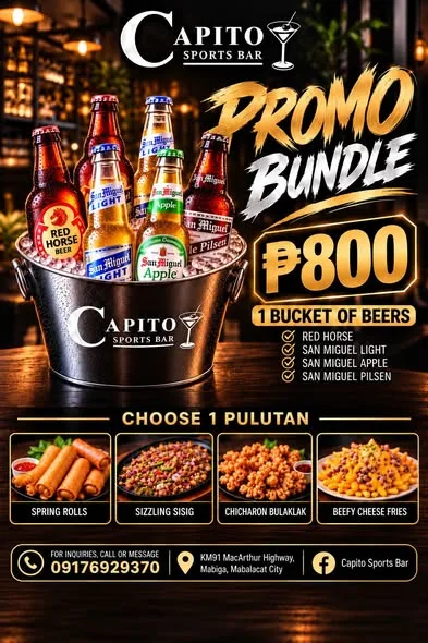 Capito Sports Bar 맥주 버킷+안주 프로모 번들 ₱649부터 2/2