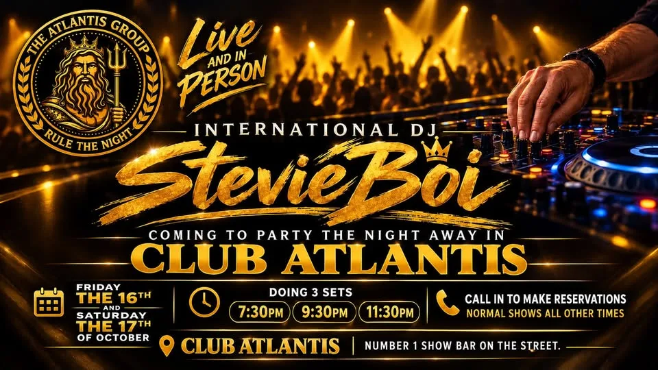 Club Atlantis 인터내셔널 DJ StevieBoi 공연 — 10/16·17