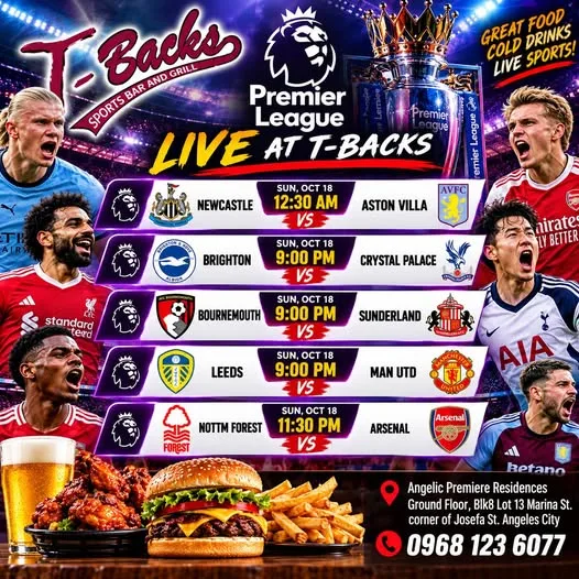 PREMIER LEAGUE LIVE AT T-BACKS!