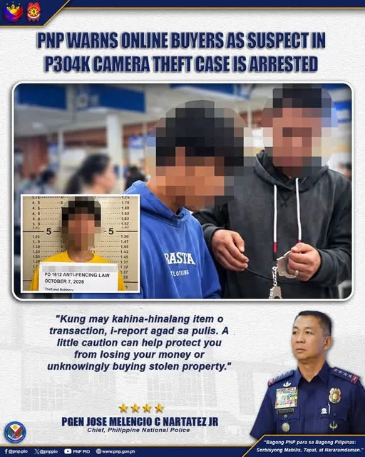마닐라서 30만 페소어치 장물 카메라 온라인 판매하던 배달 라이더 체포 — 경찰, 온라인 고가품 구매 주의…