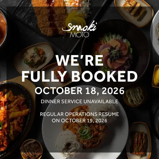 Smoki Moto is now fully booked for dinner reservations on…