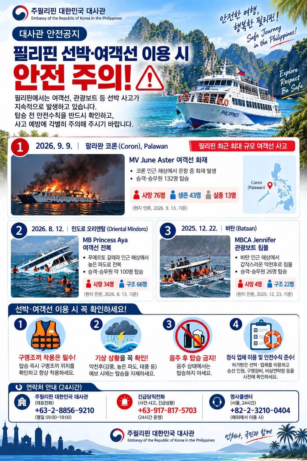 선박사고 빈발 관련 여객선 이용 주의