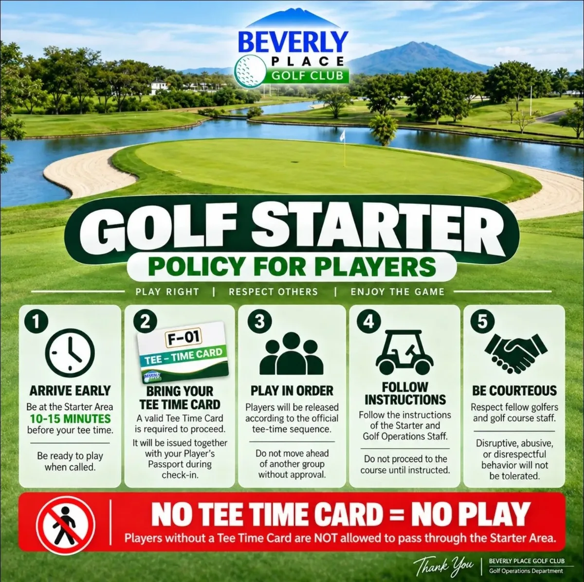 GOLF STARTER POLICY | PLAY RIGHT. RESPECT OTHERS. ENJOY THE…