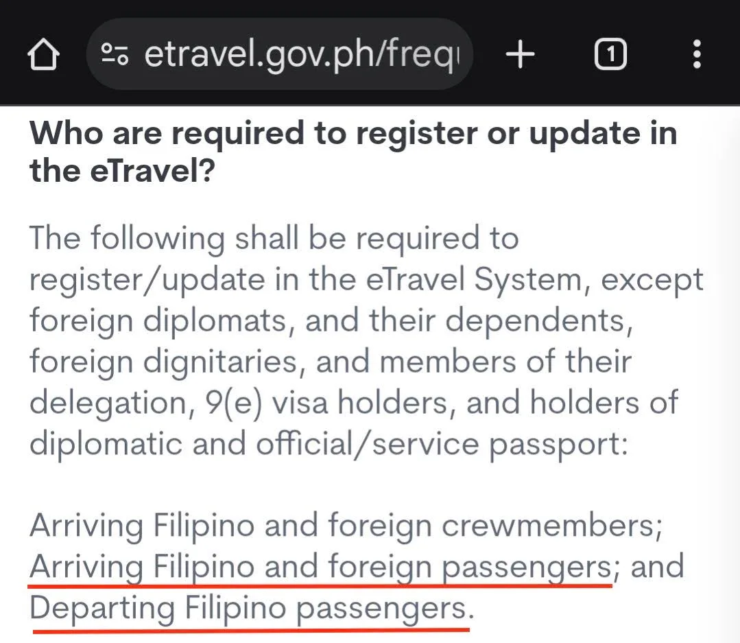 여러분! 출국하는 관광객도 이트래블(eTravel) 해야 하나요? 감사합니다! 미국인 대신 물어보는 거예요.