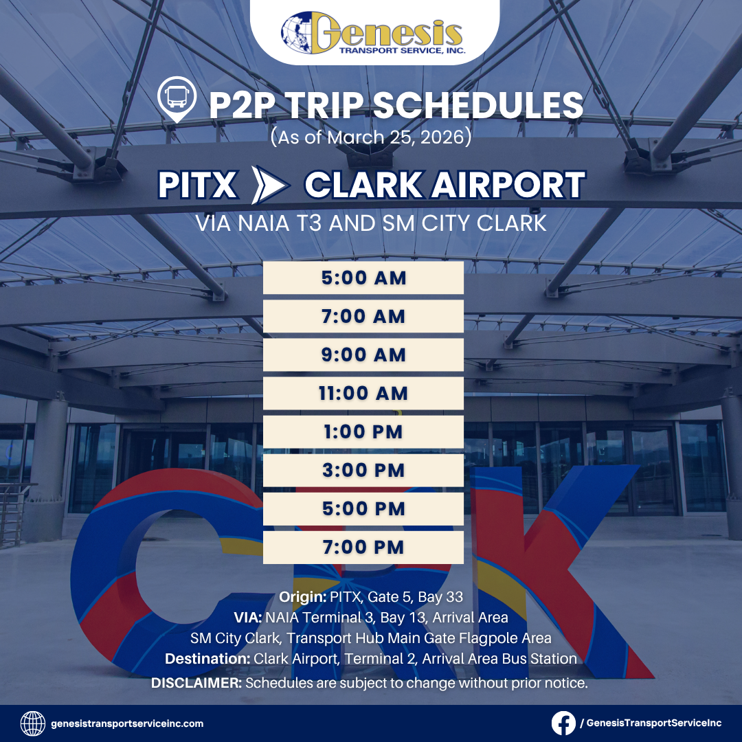 클락 ↔ 마닐라 제네시스 P2P 공항버스 완전 가이드 (2026년 최신)